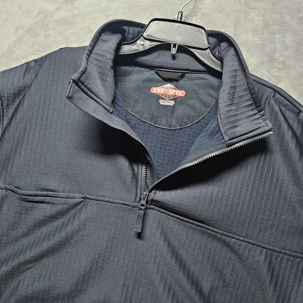 Tru-Spec Mens Navy Blue Tactical‎ Quarter Zip Grid Fleece Pullover 2077 2XL
